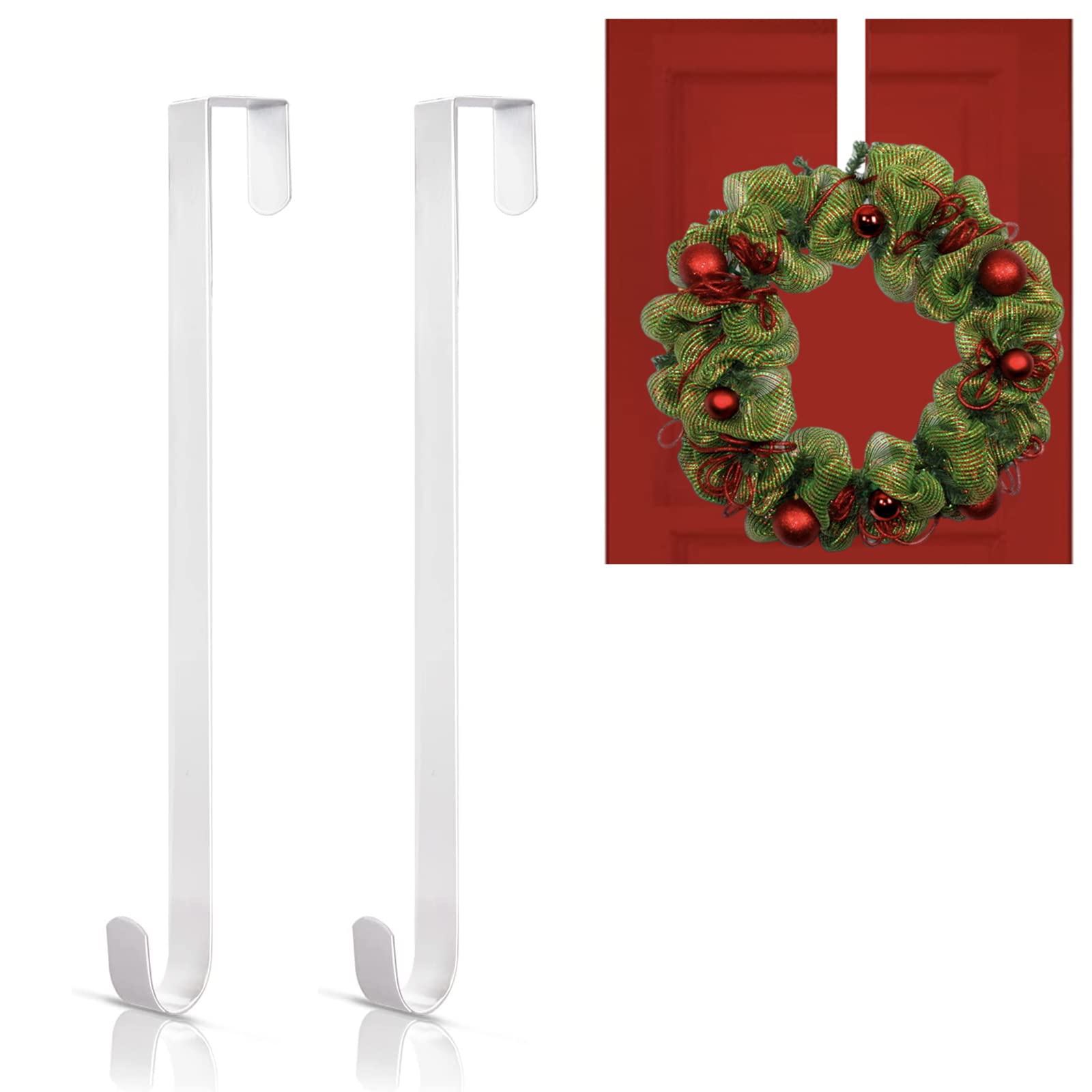 Mienocol Christmas Wreath Hanger Hooks - Metal, Thick Door, Garland Hanger, Wall & Office Door Wreath Holders