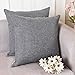 Home Brilliant Decorative Pillow Case Burlap Soft Solid Linen Euro Sham Throw Pillow Cover for Couch, 24x24(60cm), Dark Grey