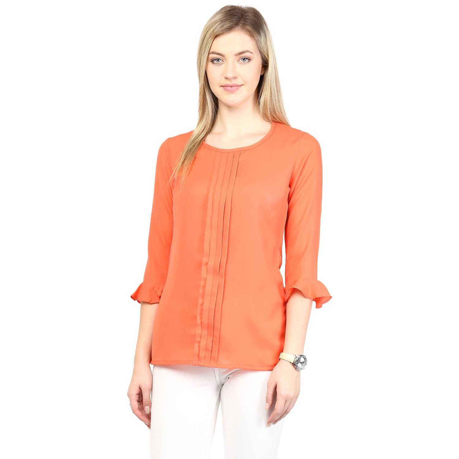 rare coral orange printed top (ep1008)