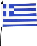AZ FLAG Greece Table Flag 5x8 in 21x14 cm with Pole & Black Base view 2