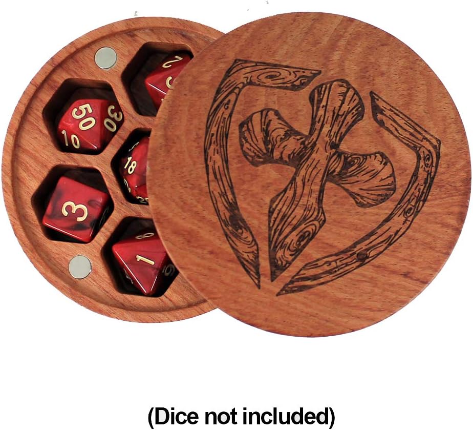 Paladin Roleplaying DnD Dice Box - Solid Wood Storage Case for Polyhedral RPG and Tabletop Gaming Dice, Brown, 9cm x3cm - Image 3
