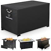 QH.HOME Fire Pit Cover Rectangular Super Waterproof 44" L x 28" W x 24" H, UPF 50+ Outdoor Fire Pit Table Cover 600D Strong Tear Resistant and Fading Resistant for Rectangular Fire Pit - Black