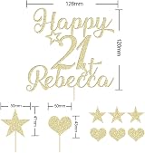 EDSG Personalised Name Age Rose Gold Glitter Birthday Cake Topper Custom view 2