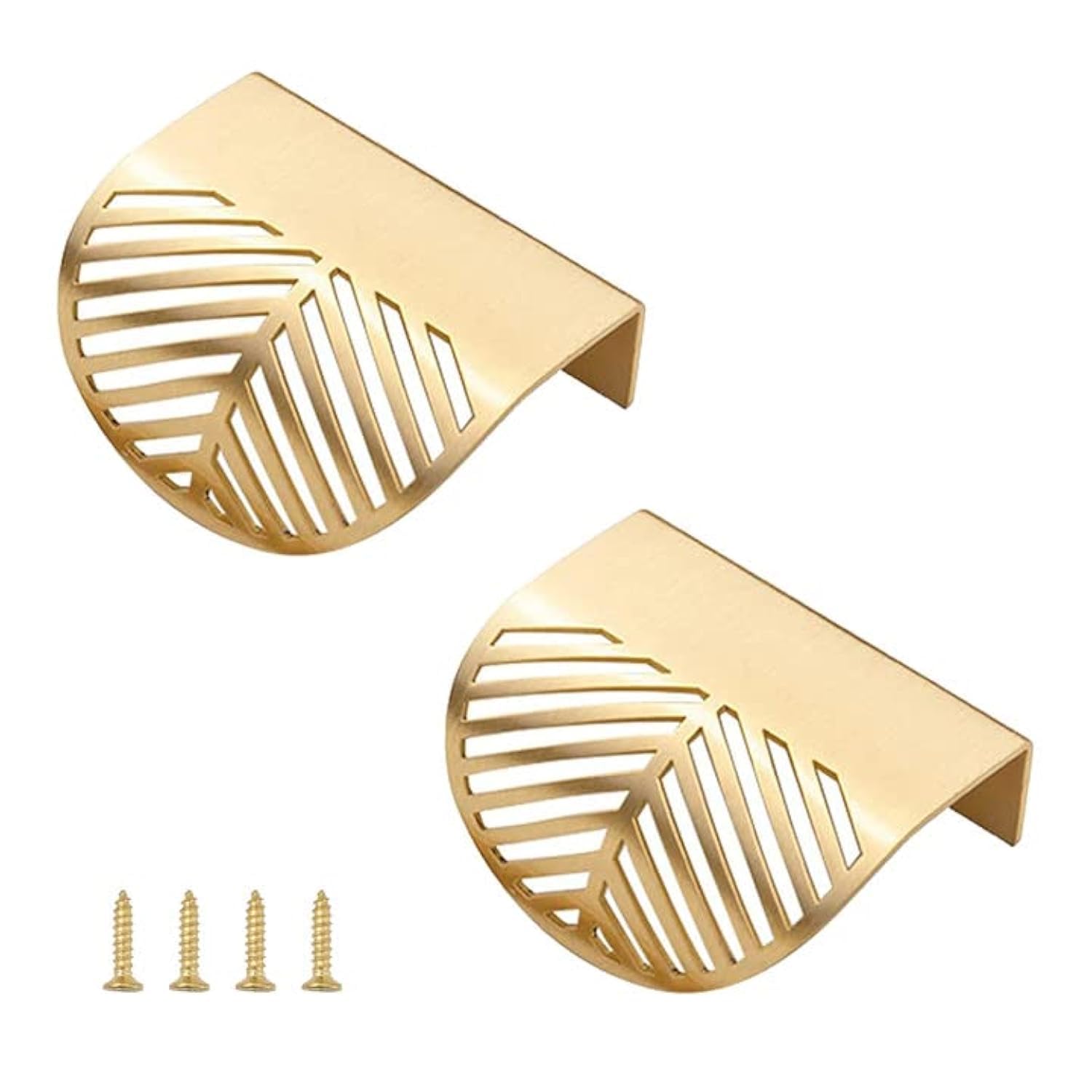 MOROBOR Solid Brass Cabinet Knob Finger Pulls, 2pcs Leaf Shaped Curved Cabinet Pulls, Decorative Furniture Handles with Mounting Screws for Cupboard Cabinet Wardrobe Drawer — image 1