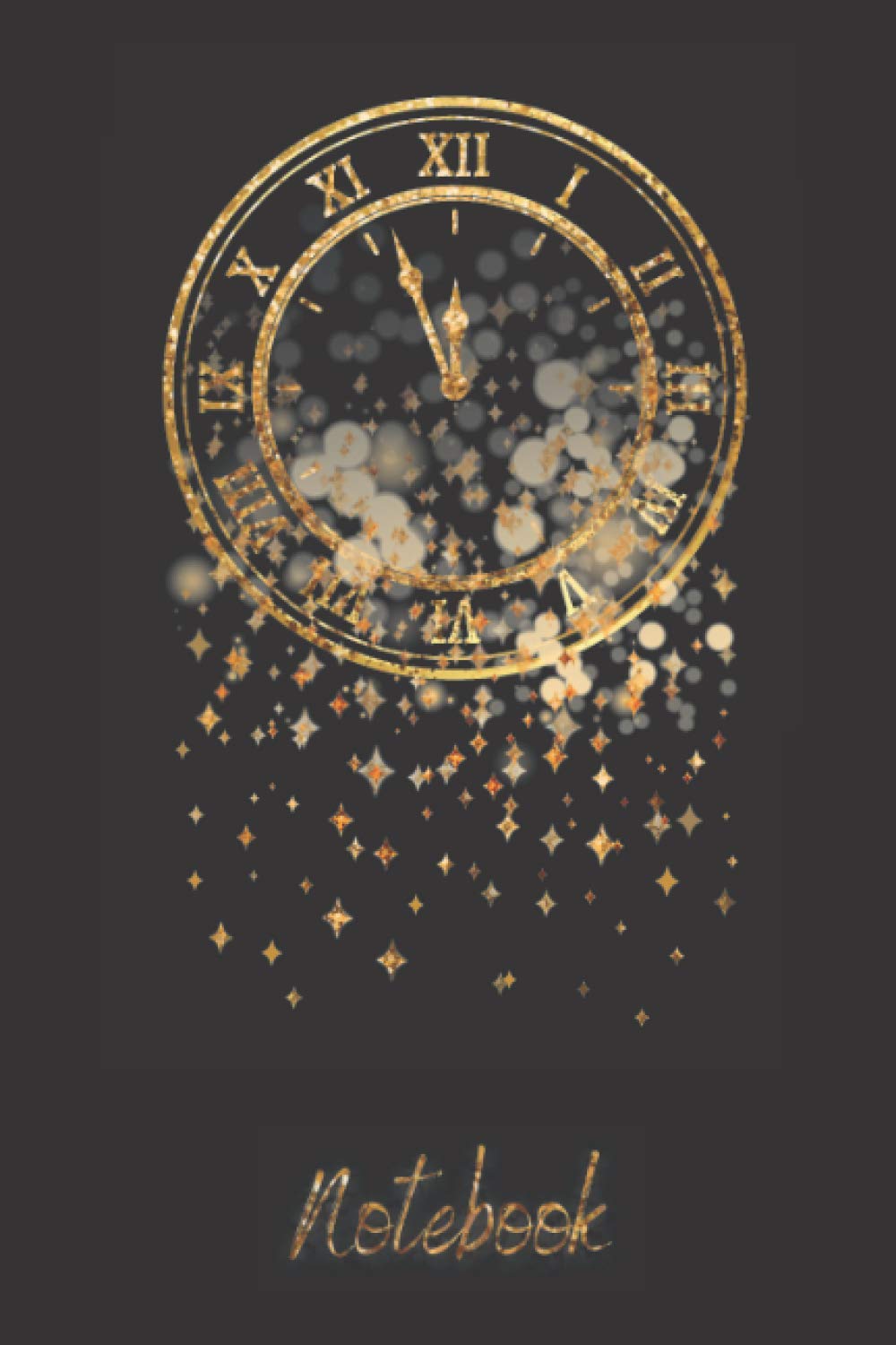 Notebook: Gold clock - Notebook lined - 120 pages - 6 " x 9 "