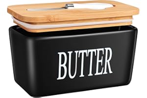 JSHKY Large Capacity Butter Dish for 1 LB of Canadian Butter, Airtight Porcelain Butter Keeper Hold a Whole Pound Block of Bu