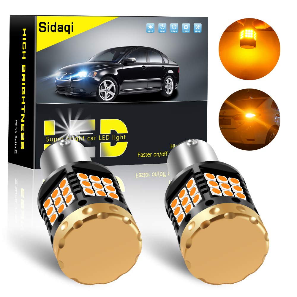 2 x Brightest Canbus Error Free 1156 BAU15S PY21W LED Bulbs Amber Turn Signal Light Built-in High Decoding Rate Load Resistor Anti Hyper Flash High Power 1850LM 3030 45 SMD 12V
