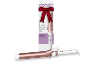 Conair Double Ceramic Curling Iron, 1 1/2" Extra-Long Barrel Hair Curling Iron, 30 Heat Settings, Turbo Heat, Auto Off, Cool Tip, Dual Voltage, Rose Gold
