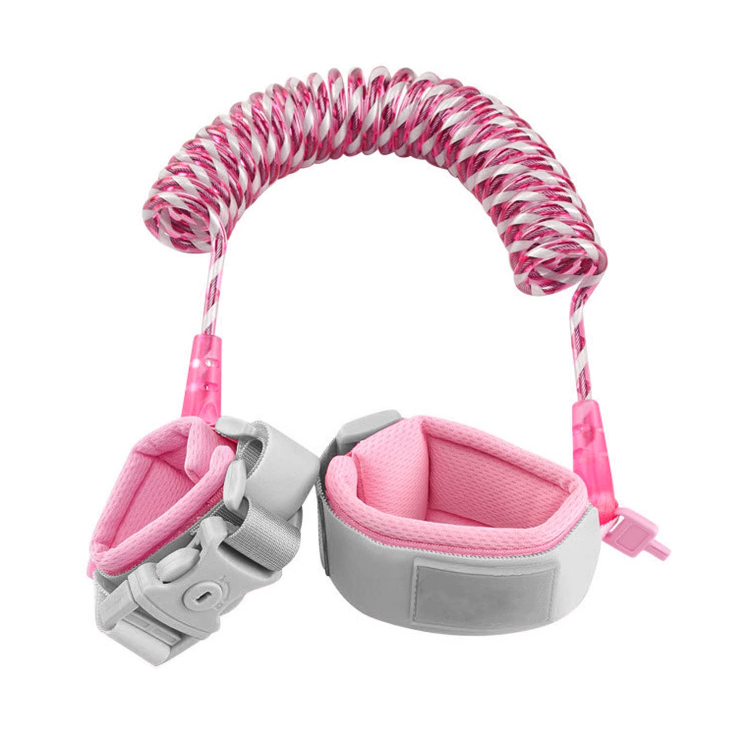 GERUI Children's Lead, with Key, Children's Safety Lead, Anti-Lost Wrist Belt, 360° Rotation, Elastic Wire Rope, Breathable Cotton Wrist Band (Pink) — image 1