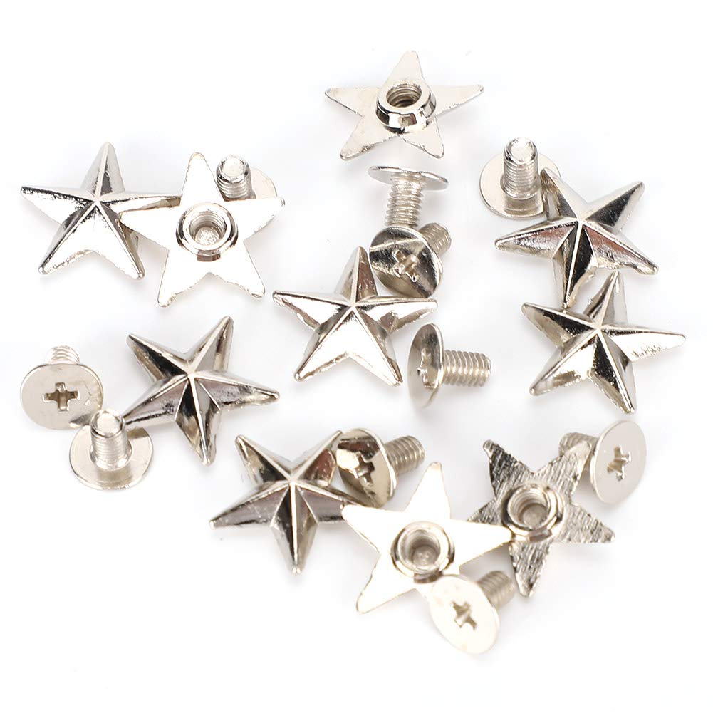Tbest Clothes Screw Conchos Back Long Jacket Star+Rivet+Buttonsstar Shape Rivet Crafts Stud Button Zinc Alloy Rivet for Shoes Bags Clothing Decorationsilver (Silver)
