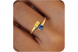 Honsny Gold Birthstone Rings for Women Non Tarnish 14K Gold Plated Adjustable Emerald Ring Cubic Zirconia Gemstone Promise Ring for Her Engagement Personalized Waterproof Jewelry Gifts for Birthday