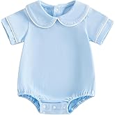 Muasaaluxi Newborn Baby Boy Girl Summer Clothes Basic Plain Short Sleeve Romper Cotton One Piece Bodysuit Shirts Tops 0-18M