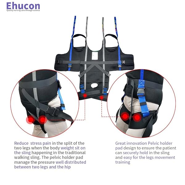 EHUCON PATIENT LIFT WALKING SLING, PELVIC PADDED 500LBS SAFETY LOADING WEIGHT,MEDICAL HOIST STANDING AIDS FOR AMBULATING SUPPORT TRAINING (EXTRA LARGE)