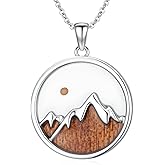 Silikepa Natural Necklace for Women 925 Sterling Silver Mountain/Wave Pendant Necklace Nature Jewelry Gift for Women