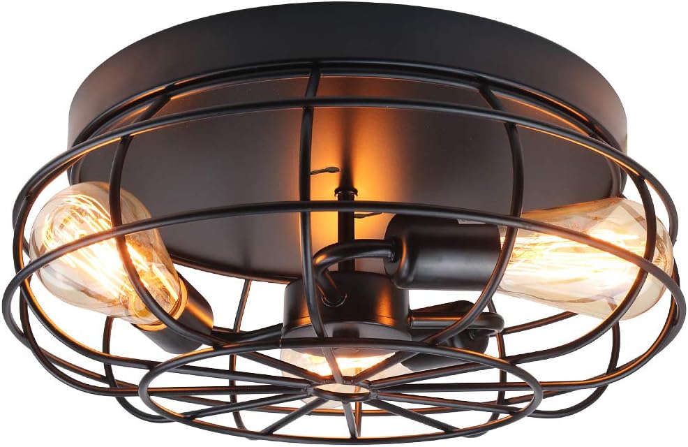 Semi Flush Mount Ceiling Light Fixtures Industrial Rustic Metal