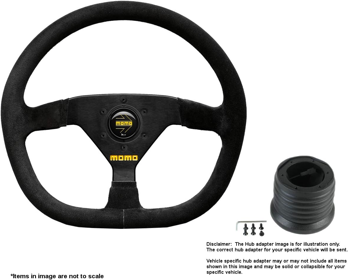 MOMO MOD.88 320mm (12.6 Inches) Suede Steering Wheel w/Brushed Black Anodized Spokes and Crowder's Hub Adapter for Ford Bronco Part # R1988/32S + C/5488