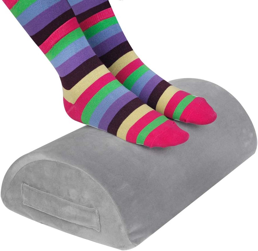 Gwolken Ergonomic Foot Rest Under Desk with Non-Slip Surface, High Rebound Foam Footstool Footrest Ottoman Half-Cylinder Relieve Pain for Office, Home, Airplane, Travel (Gray) : Office Products