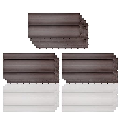 SIENOC 11 Stück/ca. 2m² WPC Terrassenfliesen |Terrassendielen 60x30 cm | WPC DIY Fliesen Holz Kunststoff Composite Outdoor Bo