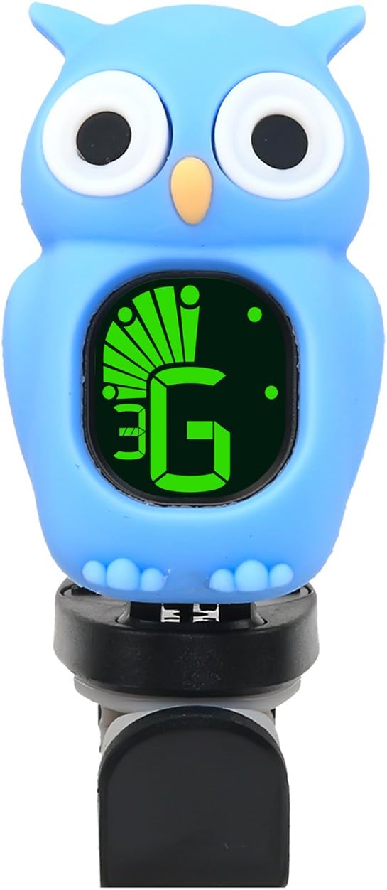 Tuner Clip On Cute Owl Tuner with Ukulele, Guitar, Bass, Violin, Chromatic Tuning Modes (Blue)
