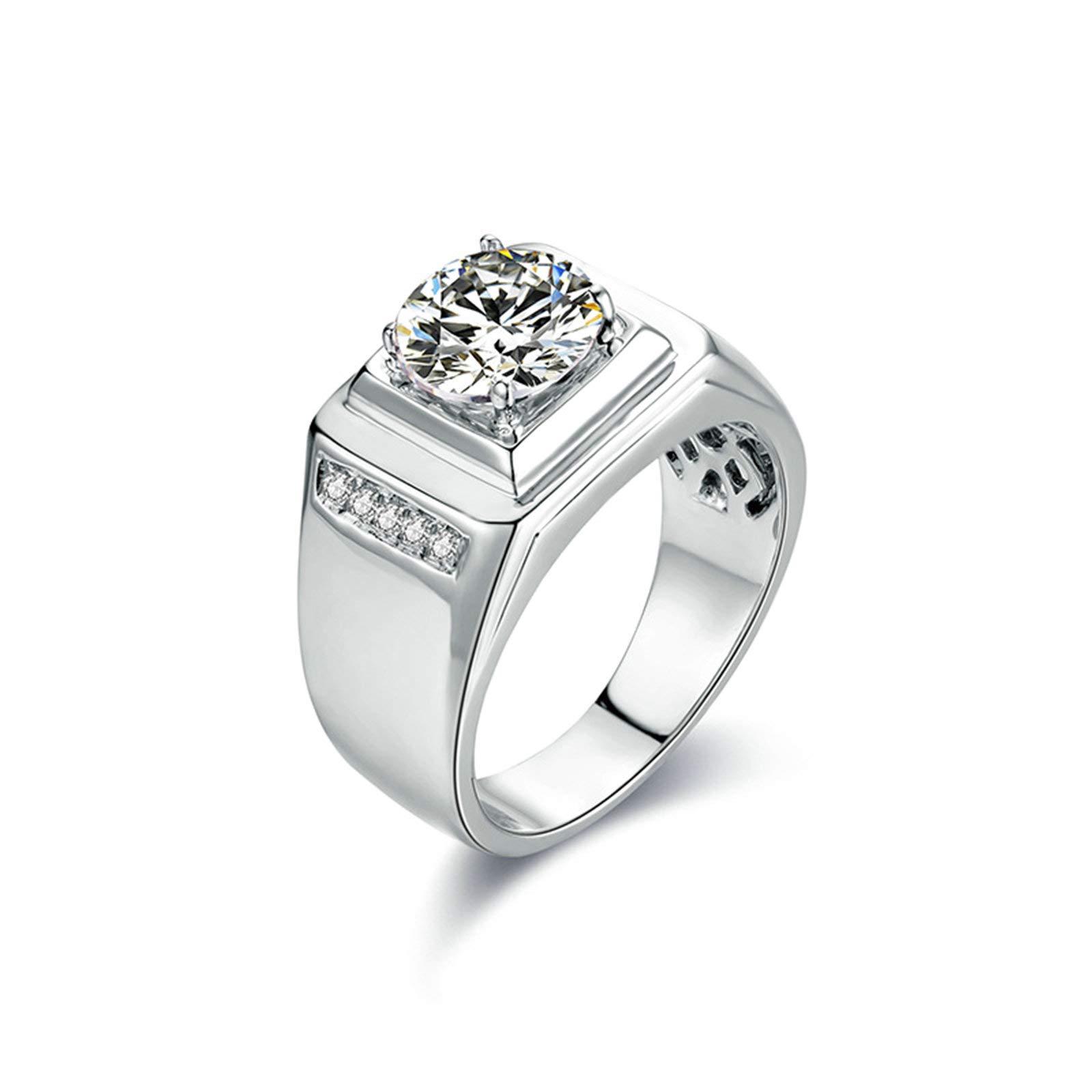 Daesar 925 Sterling Silver Engagement Ring 2ct White Moissanite Round Wedding Bands Silver