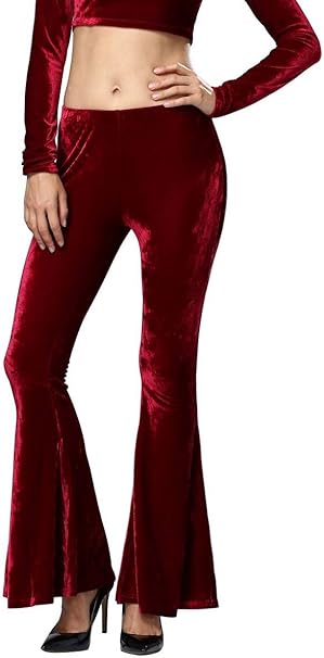 red velvet bell bottom pants