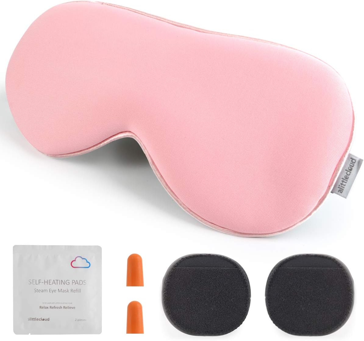 alittlecloud Sleep Mask,3D Contoured Eye Mask with Breathable Memory Foam for Travel/Naps/Shiftwork,Light Blockout & No Pressure with Adjustable Strap for Men,Women,Pink