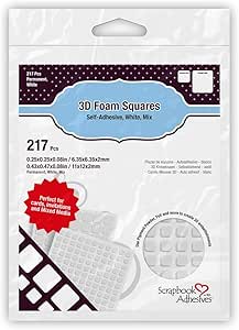 Scrapbook Adhesives by 3L Scrapbook Adhesives, Permanent Pre-Cut 3D Foam Squares, White, Mixed Variety (Pack of 217)
