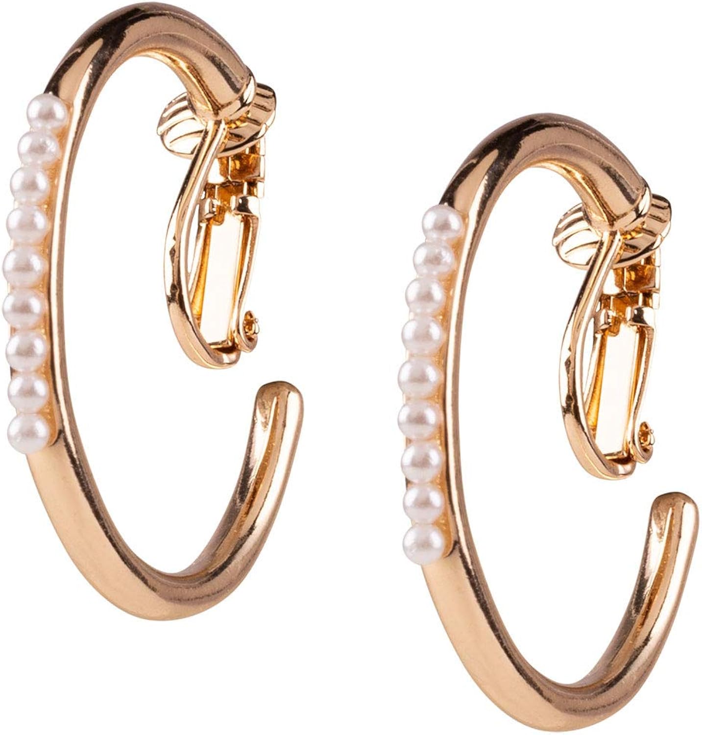 SIX Damen Ohrclips, Ohrringe, Creolen, StatementOhrringe, Perlen, gold, weiß (434750) SIX