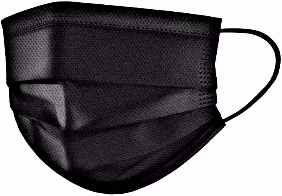 Aillvend Disposable Three-Layer Anti-Dust Black Face Mask 50pcs for Construction, Paint, Gardening, Occupational