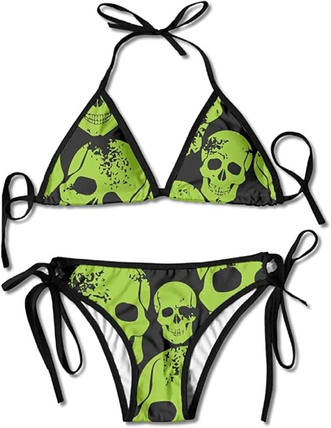 Skeleton Pattern Funny Bikinis Womens Wrap Top Bottom