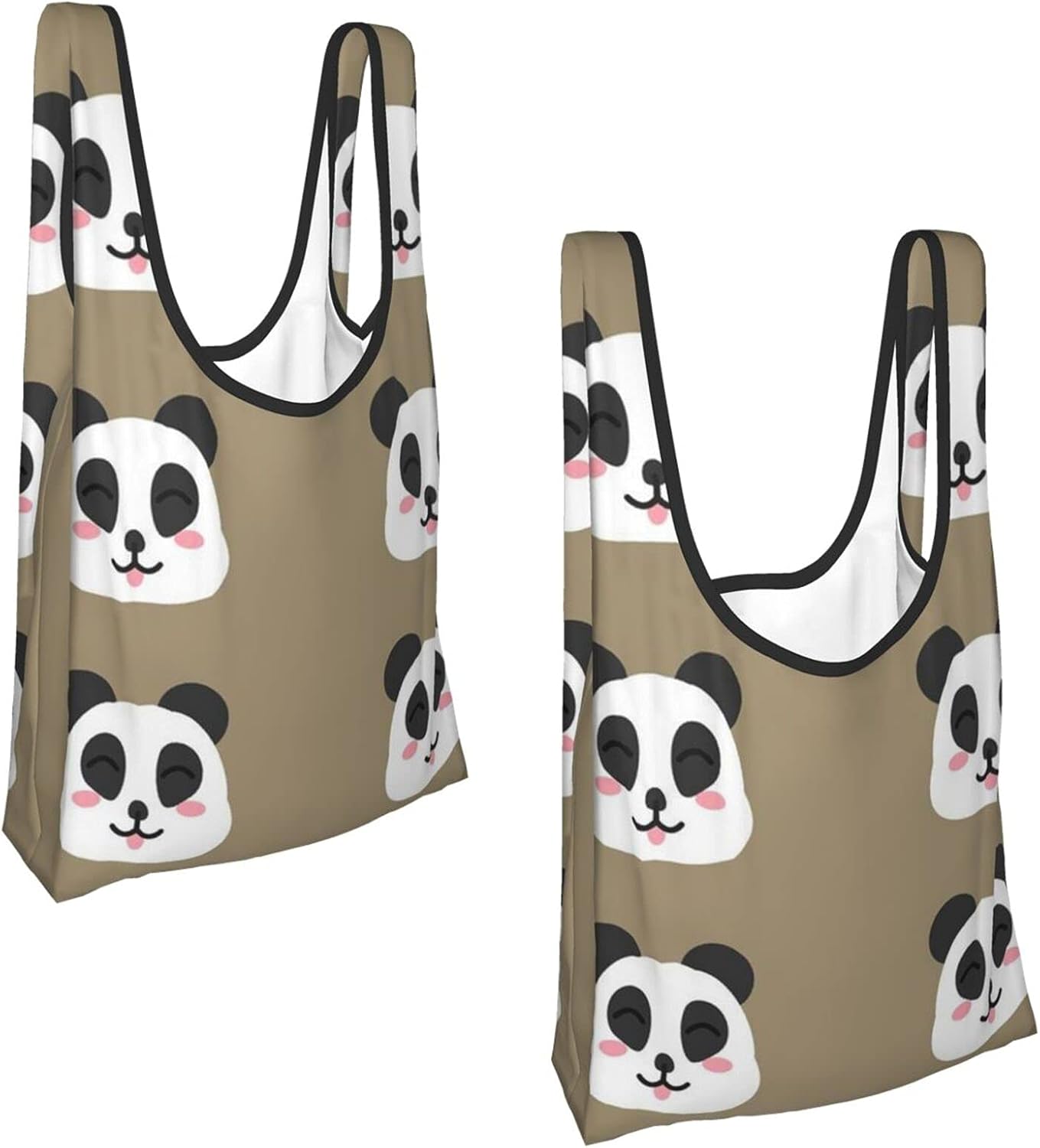 Cute Panda Grocery Bags Reusable, EcoFriendly, 2 Pack Size One Size