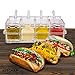 Boxing Week Sale - Best Acrylic Condiment Tray, Excellent Gift, 4 Removable Pots with Separate Lids and Spoons. Ice Chamber. Condiments, Candy, Nuts, Fruit, Seasoning And Spice Rack Compartments Dish