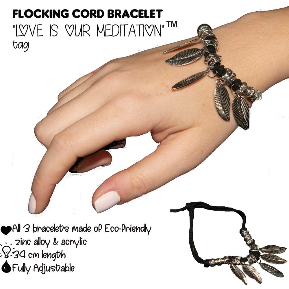 Fashion charm bracelet, 3 set bracelets | Couples meditation, distance, love bracelets | Mindfulness bracelet | Meditation set bracelet unisex| Multiuse adjustable bracelet |Beaded yoga for men, women