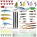 Apusale Fishing Lures Kit Bass Baits Tackle-Including Crankbaits, Spinnerbaits, Plastic Worms, Jigs, Topwater Lures, Tackle Box and More Fishing Gear Lures Kit Set