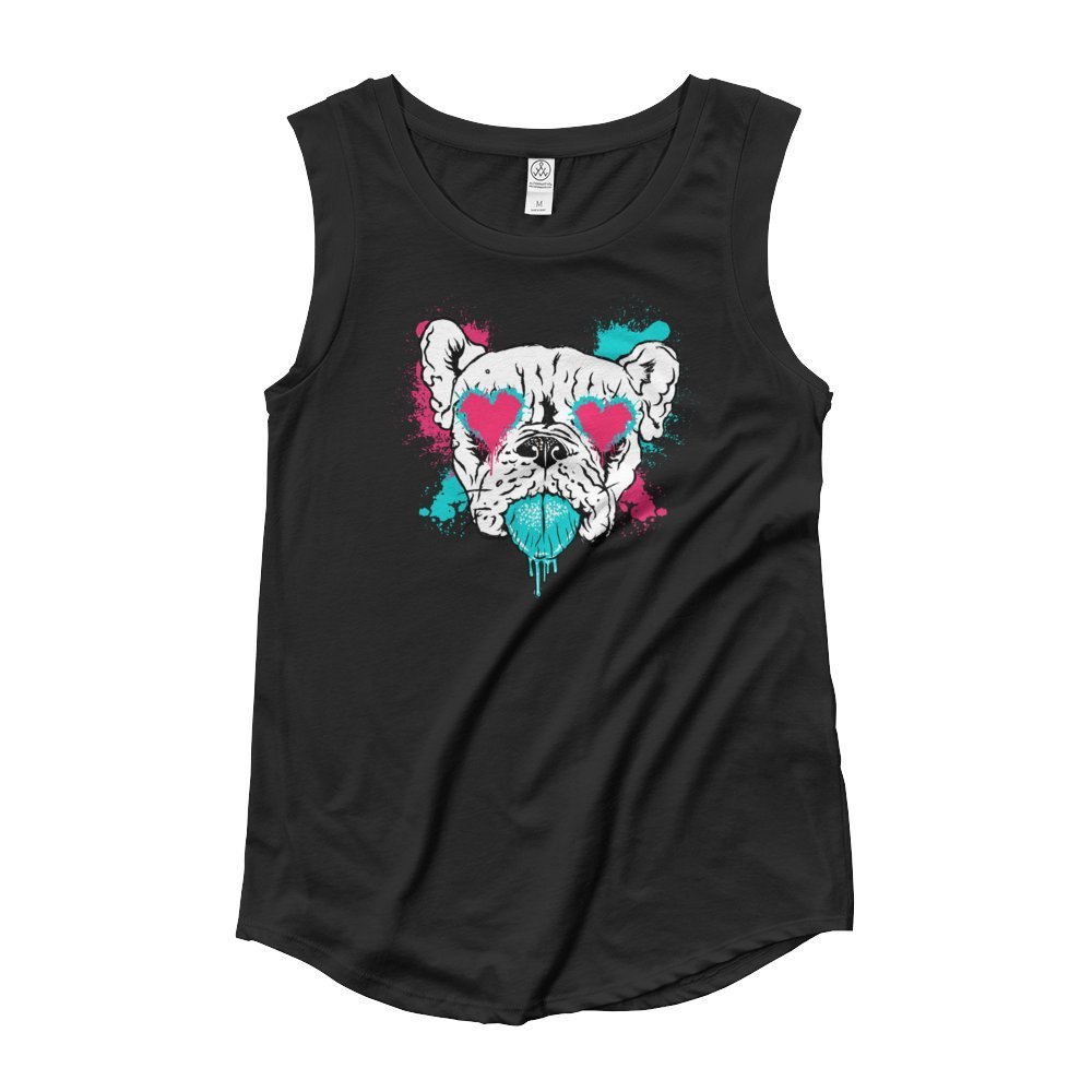 Lover Not A Fighter French Bulldog Sleeveless Tshirt By The - 