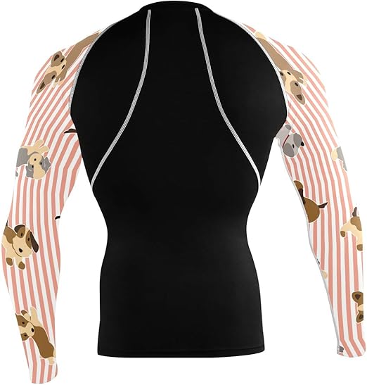 MONTOJ Langärmliges Fahrrad-Shirt mit Welpenmotiv, Rot gestreift