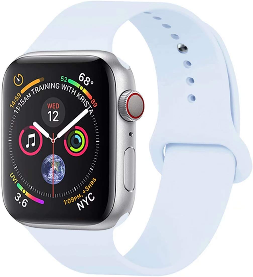 YC YANCH Compatible with for Apple Watch Band 38mm 40mm, Soft Silicone Sport Band Replacement Wrist Strap Compatible with for iWatch Series 5/4/3/2/1, Nike+, Sport, Edition, S/M,Sky Blue