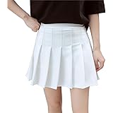 Hoerev Women Girls Short High Waist Pleated Skater Tennis School Skirt