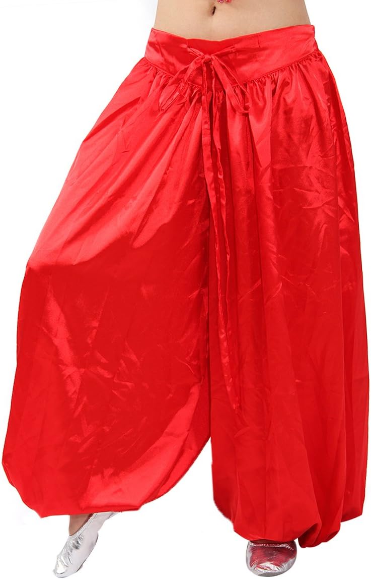 Belly Dance Tribal Harem Pants Unisex Satin Carnival Pants Loose Solid Plus Size
