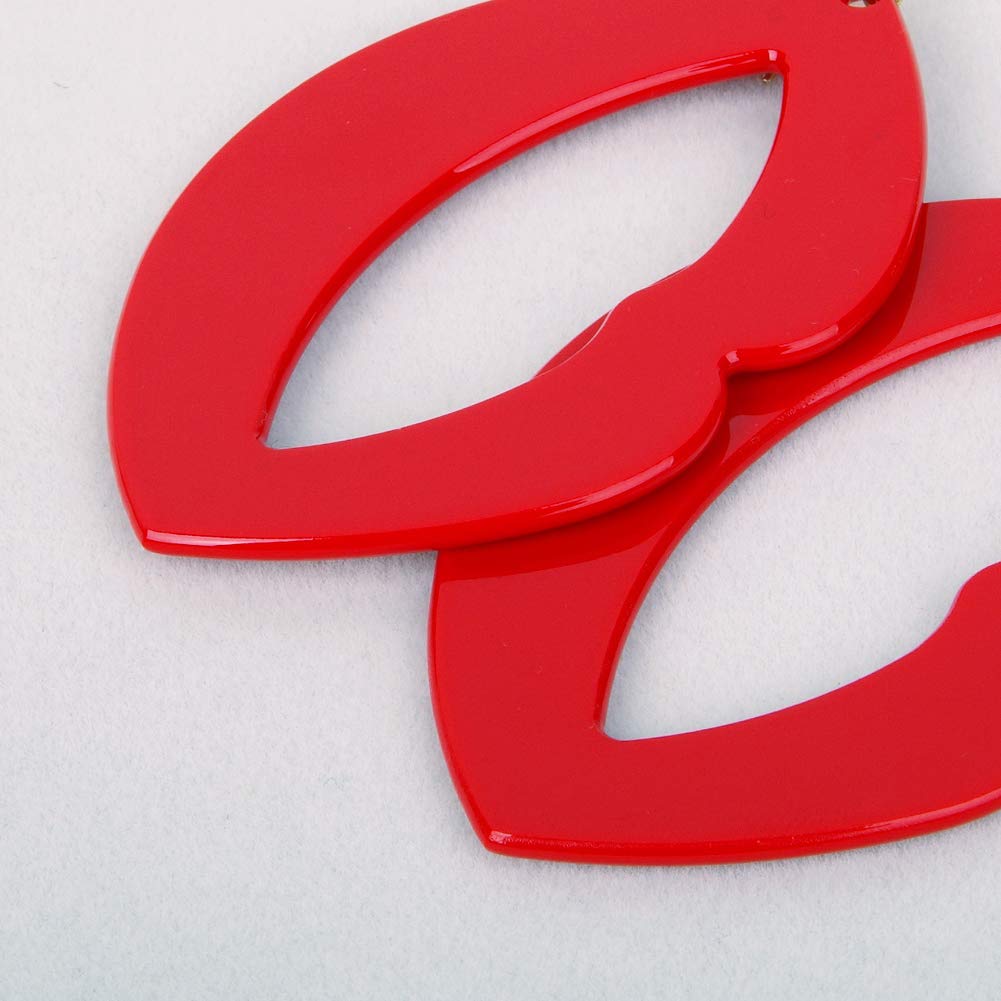 Acrylic Earrings,Acrylic Hoop Earrings for Women Lip Lightweight Resin Textured Drop Dangle Earrings(Red)