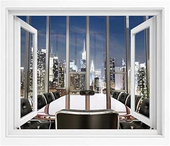 3D Wall Mural Window View Windowless Office Bedroom Modern Decor 32"x48