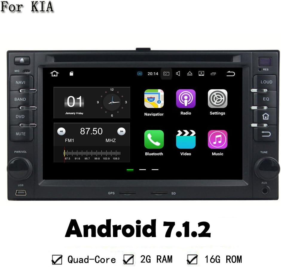 Quad Core 2 Din Android 7.1.2 RAM 2G ROM 16G Car DVD Multimedia DVD Player Radio Stereo 3G/4G WIFI GPS Map For Kia Cerato Sportage CEED Sorento Spectra Optima Rondo Rio Sedona Carens