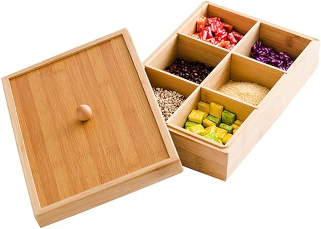 Bandeja De Aperitivos De SalóN De Madera, Caja De Dulces Con Tapa: Amazon.es: Hogar