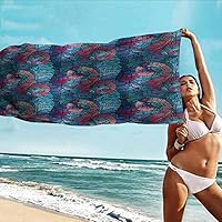 HHDSG Fast Drying Bath Towel,Ombre Mosaic Shaped Shell Like Swirls Ocean Deep Sea Inspired Art Image,for Family Guest Bathrooms Gym,W35x12L Light Blue and Lilac Pink