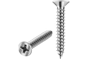 100 PCS #10 X 1 inch Flat Head Phillips Wood Screws, 18/8 (A2) Stainless Steel Fully Threaded 10 X 1'' Multipurpose Screw by TPOHH