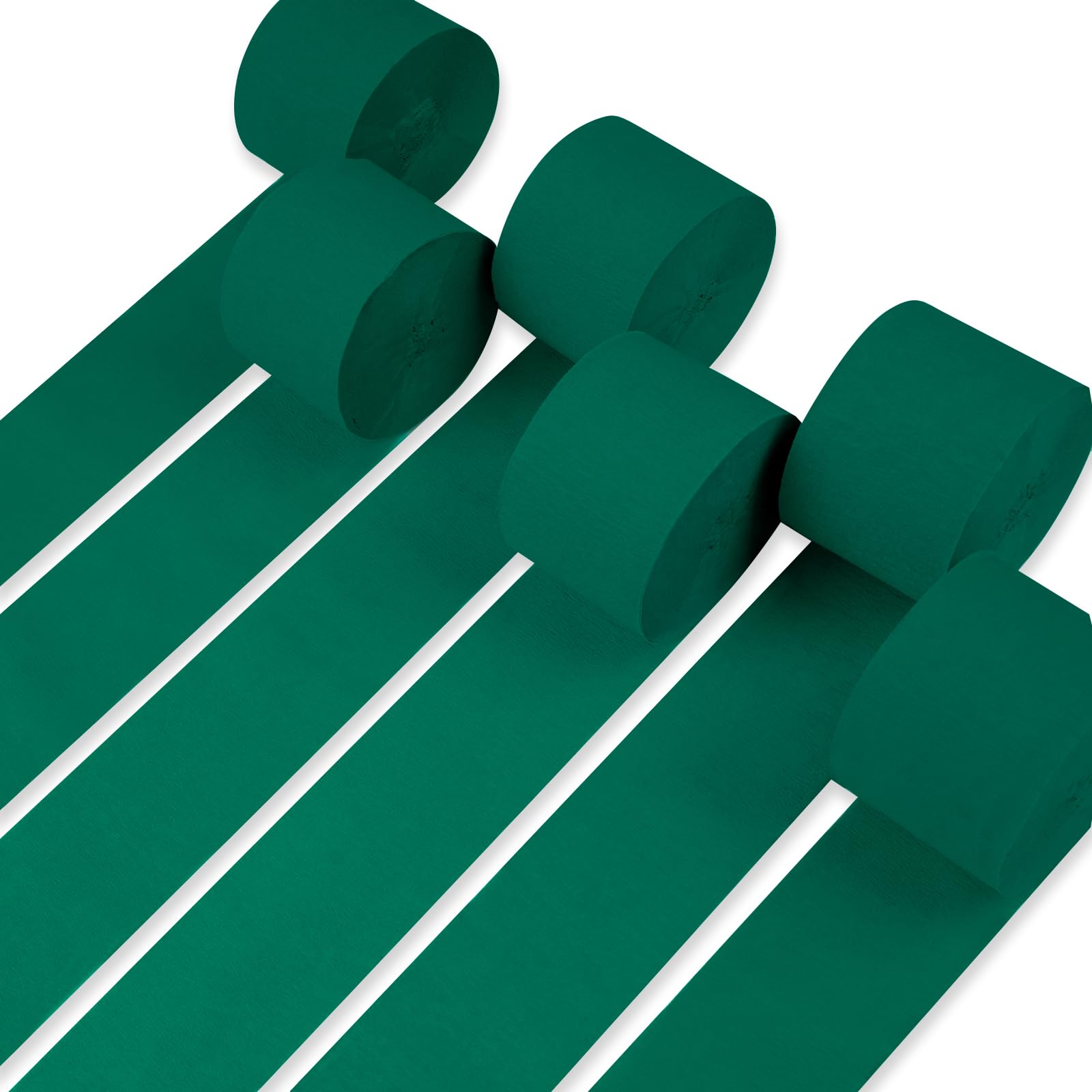 Photo 1 of PartyWoo Green Crepe Paper Streamers 6 Rolls 492 ft Pack of Hunter Emerald Forest Green Crepe Paper for Graduation Christmas Jungle Birthday Party Decorations (1.8 Inch x 82 Ft/Roll), Green-40