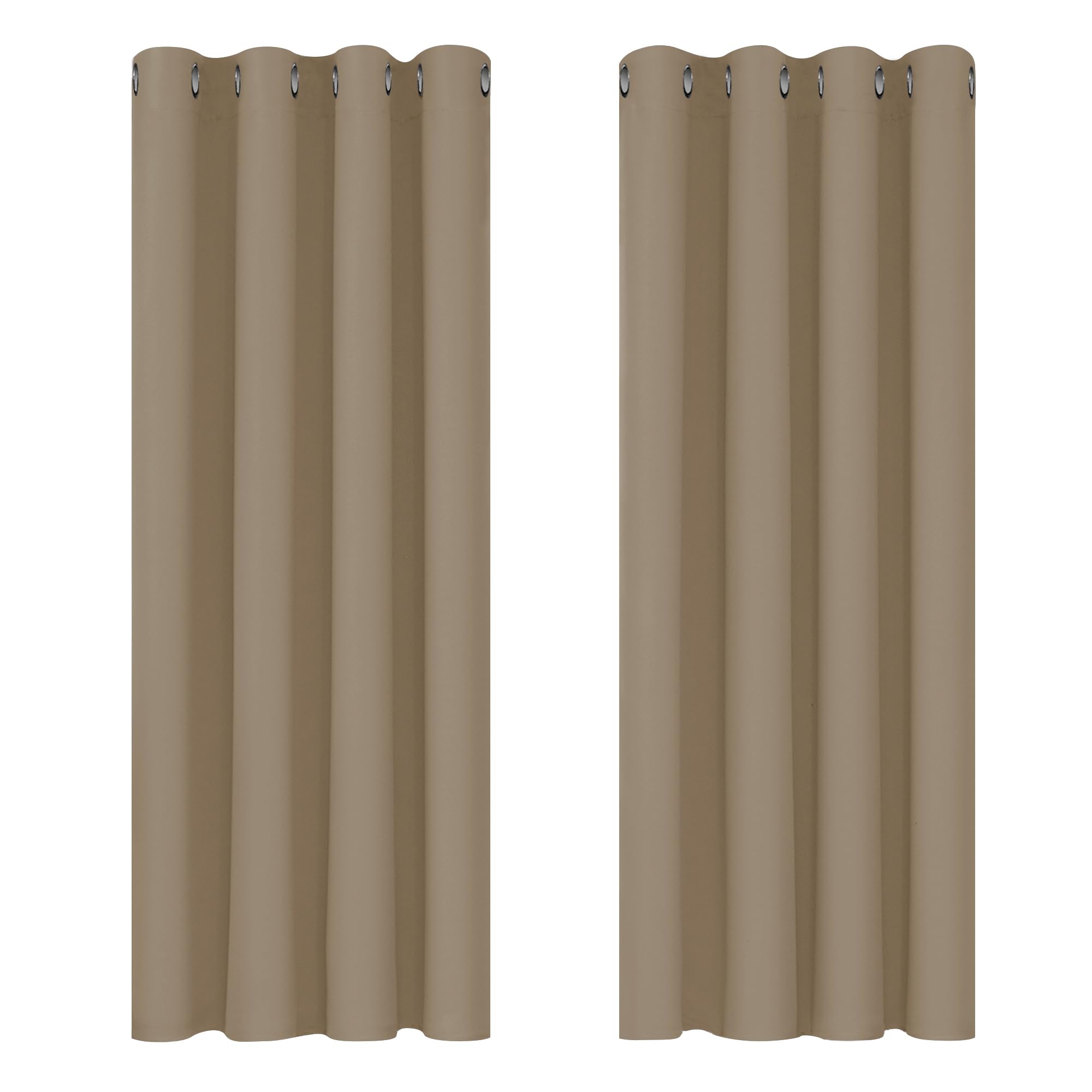 Deconovo Curtains Blackout Thermal Insulated Eyelet Blackout Curtains for Living Room 46 x 54 Inch Drop Tan Brown 1 Pair