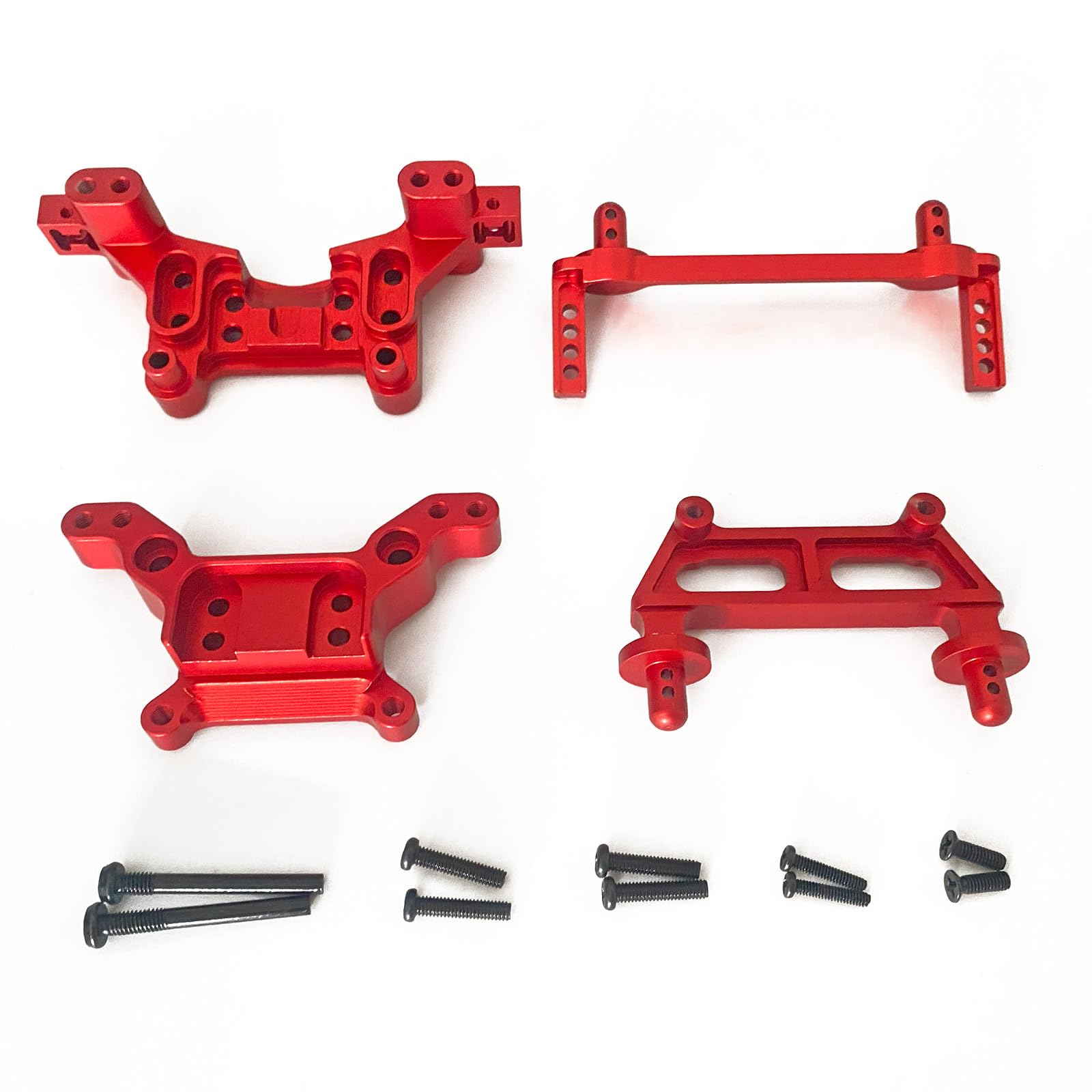 Photo 1 of RWLZLB 4PCs F/R Metal Shock Mount Parts?Body Pillar, RC Car Upgrade Parts, 16170 16180 16281, for Hyper Go H16BM H16GT H16DR Jetwood MJX 1/16 Scale RC Car (Red Set)