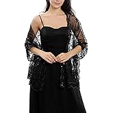 Cslbiuni Women’s Moon Star Pashmina Wrap for Evening Wedding Dress Silk Sheer Bridal Bridesmaid Shawl