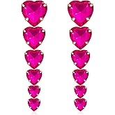 unixmoment Sparkly Crystal Rhinestone Long Big Tassel Love Heart Dangle Drop Stud Earrings For Women